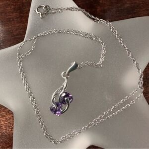 Sterling silver, amethyst and diamond accent necklace, 18in